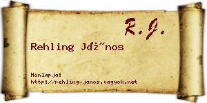 Rehling János névjegykártya