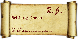 Rehling János névjegykártya